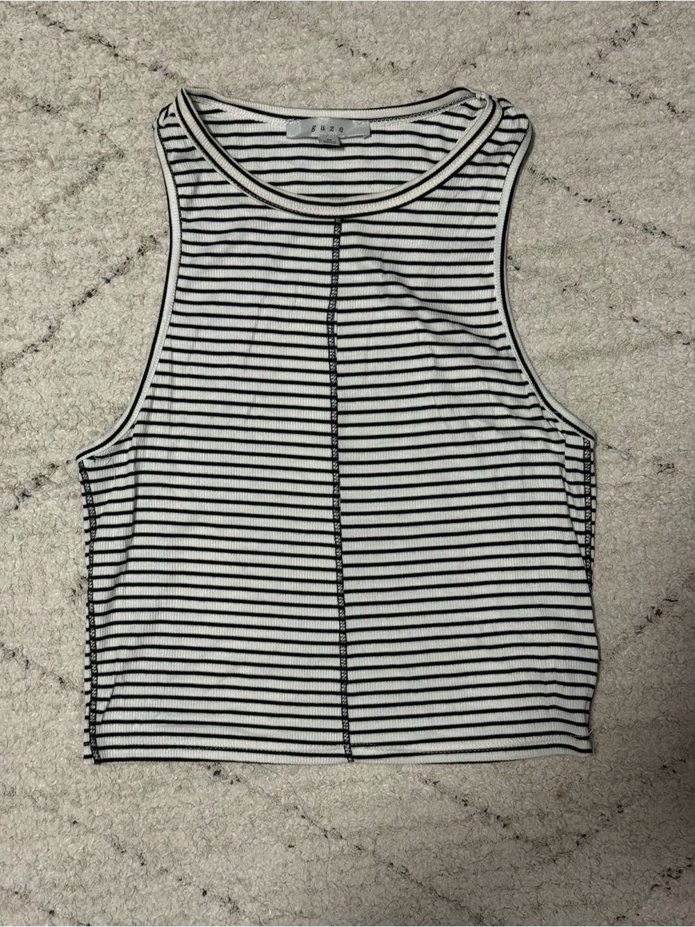 gaze Black & White Striped Ribbed Tank NEVER WORN